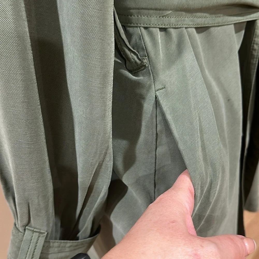Banana Republic Women’s Olive Green Belted Long Line Trench Coat